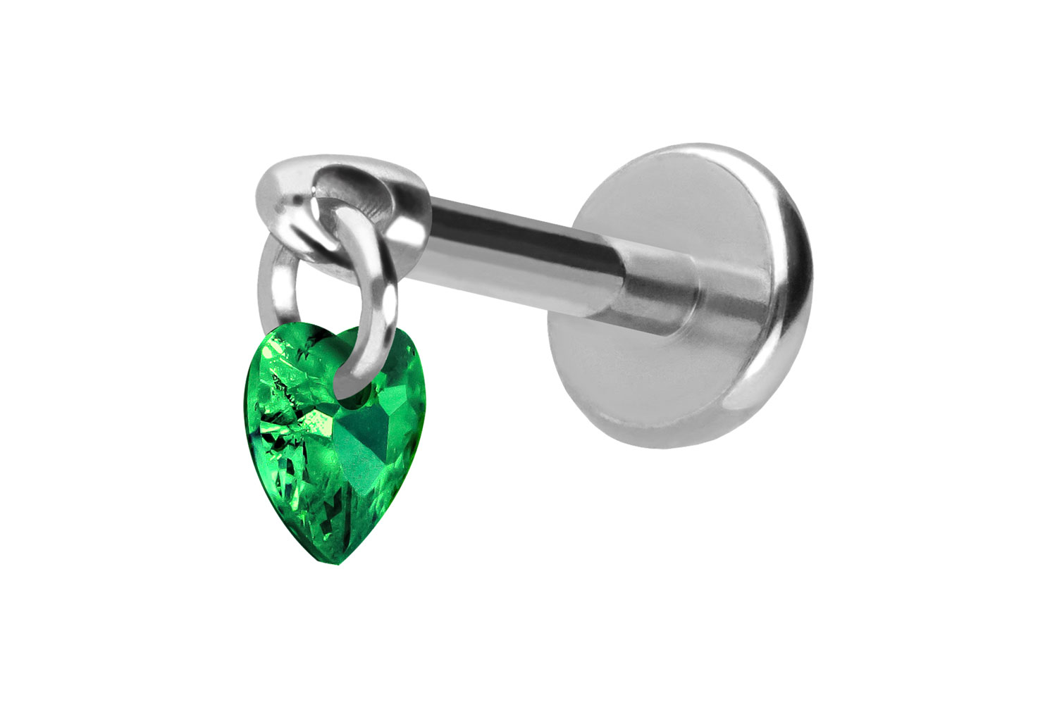 Titan Labret Piercing mit Push Fit KRISTALLHERZ